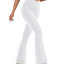 HEGALY Women's Flare Yoga Pants - Crossover Flare Leggings Buttery Soft High Waisted Workout Casual Bootcut Pants White, Medium