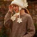 Crochet Hats for Women Y2k Beanies Women's Knitted Cat Ear Hat Crochet Hat for Women Y2k Accessories (White)