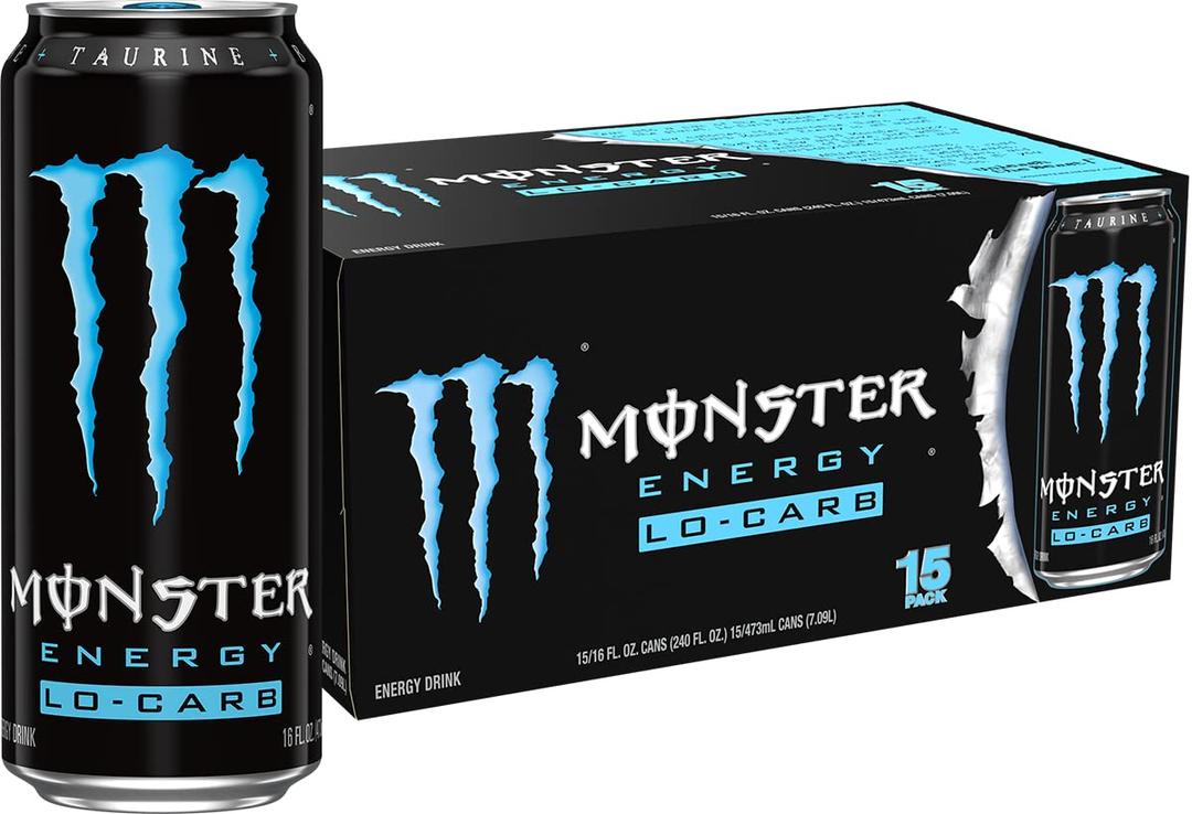 Monster Energy, Lo-Carb Monster, Low Carb Energy Drink, 16 Ounce | Pack of 15 (EXP 11/25/26)