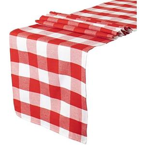 Buffalo Check Table Runner 13''x108'' Red and White Cotton Checkered Table Runner Buffalo Plaid Table Cover for Family Dinners Plaid Table Runner for Farmhouse