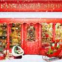 Red Christmas Backdrop for Photography Santa's Toy Shop in Snowy Scene Photo Backdrop Christmas Holiday Xmas Family Holiday Party Decorations Photo Background Booth Video Studio Props 7x5ft