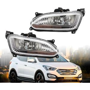Nakkaa Fog Light Assembly Compatible Santa Fe 2013-2015 Pair Front Fog Lamp 922024Z000 922014Z000 Passenger and Driver Side