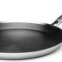 Stainless Steel Crepe Pan - 11inch Nonstick Crepe Pan, Stainless Steel Honeycomb Coating Pancake Pan, Non Stick Flat Skillet Tawa Dosa Tortilla Griddle Pan, Induction Compatible, PFOA Free (11 Inch, Silver)