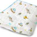 ZPECC Muslin Toddler Blanket Thicker, 47x47 Organic Cotton Kids Quilt Hypoallergenic for Baby Essentials Crib Stroller Daycare Cot, Spaceship