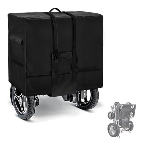 Rileytee Foldable Wheelchair Travel Bag for Airplane,Heavy Duty 600D Waterproof Dustproof Portable Folding Electric Wheelchair Covers for Travel (25''W x 18''D x 15'' H x Skirt 30")