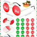 Kingdder 12 Pairs Christmas Party Sunglasses Supplies Joy Noel Merry Holly Hohoho Red and Green Christmas Decoration Friendsmas Sunglasses Party Favors for Holiday Photo Booth Game Supplies