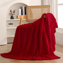 Red Throw Blanket 50"×60" inches Gifts for Mom Fuzzy 3D Jacquard Decorative Flannel Fleece Super Soft Plush Cozy Blanket for Couch Sofa Chair Lightweight