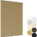 LazBlinds No Tools No Drill Cordless Cellular Shades, Light Filtering Honeycomb Shades Pleated Blinds for Window Size 21" W x 48" H, Brown