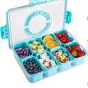 Divided Snack Serving Tray with Lid and Handle Travel Snackle Charcuterie Container Portable Storage Organizer for Candy, Fruits, Nuts, Snacks, Party, Picnic (1pack, Lake blue)