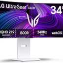 LG 34GX90SA-W 34-inch Ultragear WQHD (3440 x 1440) OLED Curved Gaming Monitor 240Hz, 1ms, NVIDIA G-Sync Compatible, AMD FreeSync Premium, VESA DisplayHDR True Black 400, webOS, USB Type-C, White