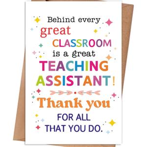 9 x Teaching Assistant Appreciation Card, 8×5.3 inches (Yellow)