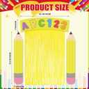 4 Pack Back to School Door Cover Banner | Pencil Ruler Shape Classroom Decoration with Foil Fringe Curtain Hanging School Porch Sign Photo Background for Indoor School