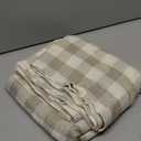 Alsoo Checkered Tablecloth Rectangle Washable Buffalo Plaid Table Cloth Cotton Linen Gingham Table Cover for Picnic Kitchen Dining Room, Beige and White, 60 * 75