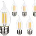 Flame Shape LED Chandelier - 4 Watt Equivalent 40W LED Candelabra Bulbs, Warm White 450LM, Dimmable - E26 Base, 6 Pack