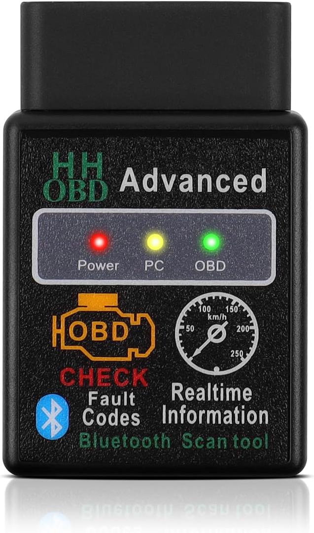 OBD2 Bluetooth Wireless Diagnostic Code Reader OBD II Scan Tool Reset & Clear Check Car Engine Light,Bluetooth Scanner Read, Compatible with iOS& Android & Windows (black)
