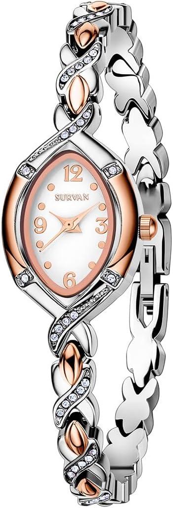 Womens Bracelet Watch, Japanese-Quartz Stainless Steel Watch, Brass Strap Watches for Women (Silver)