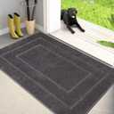 PURRUGS Dirt Trapper Door Mat 32" x 47", Non-Slip/Skid Machine Washable Entryway Rug, Dog Doormat, Super Absorbent Welcome Mat for Muddy Wet Shoes and Paws, Grey
