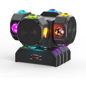 HOLDLAMP 200W LED Moving Head DJ Lights with 4 Rotating Head,16X10W RGBW 4-in-1 Party Light with Strobe Stage Effect Beam Lights Controlled by 14CH DMX-512/Sound Activated for Christmas KTV Wedding
