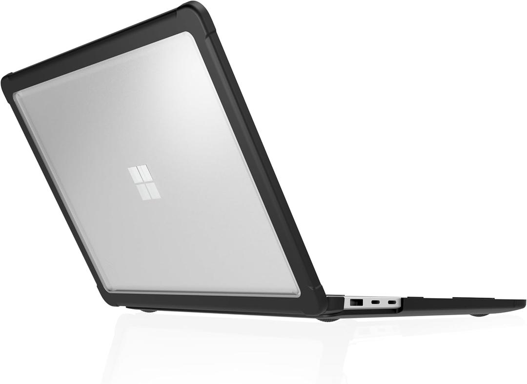 STM Dux Case for Microsoft Surface Laptop 7th Edition (13.8") Slim Rugged Protective Shell with Transparent Back, Non-Slip Feet, Open-Hinge Cooling, TPU Clip-On Design Black