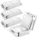 Blulu 4 Pack Hinged Dome Cover with Handle, 21. 65 x 13 x 2. 56 Inch, Steam Table Pan Hotel Pan Cover Stainless Steel Hinged Dome