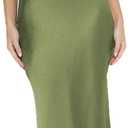 Women's Summer Satin Strapless Tube Top Maxi Dress Elegant Silk Backless Halter Neck Formal Party Dresses Wedding Guest (Beige, L)