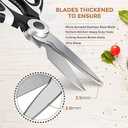 2 x Heavy Duty Scissors - Sharp Poultry Shear All Purpose with Ergonomic Non-Slip Handle, Stainless Steel Dishwasher Safe, Premium Cutting Utility Scissors for Kitchen Garden Office Craft Workshop (Black)