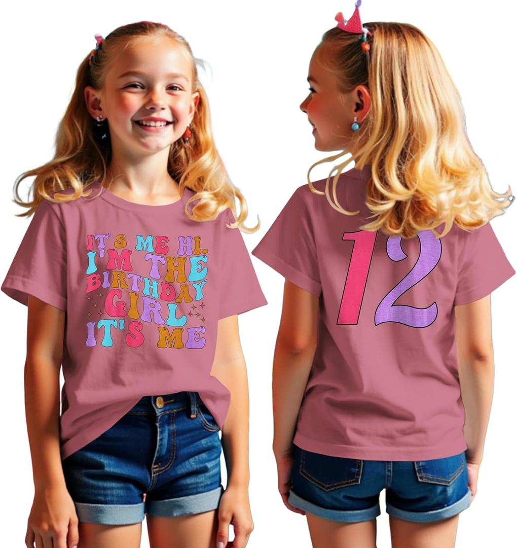 Its Me Hi Im The Birthday Girl Its Me Birthday Girl Shirt Kids Bday Party Tshirt Short Sleeve Summer Outfit  (Pink, M)