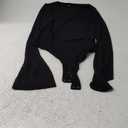 Avidlove Women's Bell Long Sleeve Bodysuits Thong Crew Neck Mesh Body Suit Going Out Leotard Tops (Large, Black)