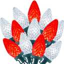 C9 LED Christmas String Lights - 82ft 100 LED Outdoor String Lights with Timer and 8 Lighting Modes, Plug in Extendable Roofline Lights String for Outside Yard Porch Christmas Holiday Decoration (Red and White)