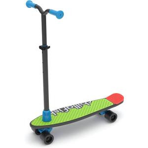 Chillafish Skatieskootie Customizable Training Skateboard and Lean-to-Steer Scooter with Detachable Stability Handlebar, Ages 3+ (Black Mix)