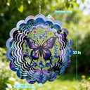 Butterfly Wind Spinners Outdoor,3D Metal Butterfly Wind Spinner,Elegant Butterflies Wind Spinners Outdoor Hanging for Garden,Patio,Balcony,Birthday Gifts for Mom,Women,Grandma,Fathers Day