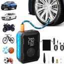 Tire Inflator Portable Air Compressor Wireless & 12V Dual Power, Auto Shut-Off, Digital Display, Fast Inflation & LED Light, for Car, Bike, Sports & Travel