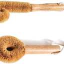 Wodden Cleaning Brush, Bottle Washing Brush, Pan Scrub Brush, Natural Coconut Fiber Brush Head , Sturdy, Deep Cleaning, Eco-Friendly