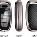 GYUY Premium Key Fob Cover - Zinc Alloy Frame, Clear TPU Protection Carbon Fiber Leather Backplate Metal Buckle Design Compatible with Audi R8/Q5/Q7, S3-S8/SQ5, RS5/RS7, A4-A8 Smart Keys (Black)