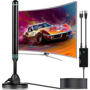 TV Antenna Indoor Antenna for Smart TV for Long Range Reception and All Smart TVs HD Digital Antenna with Amplifier Signal Booster for Local Channels Supports 4K 1080p-Blue