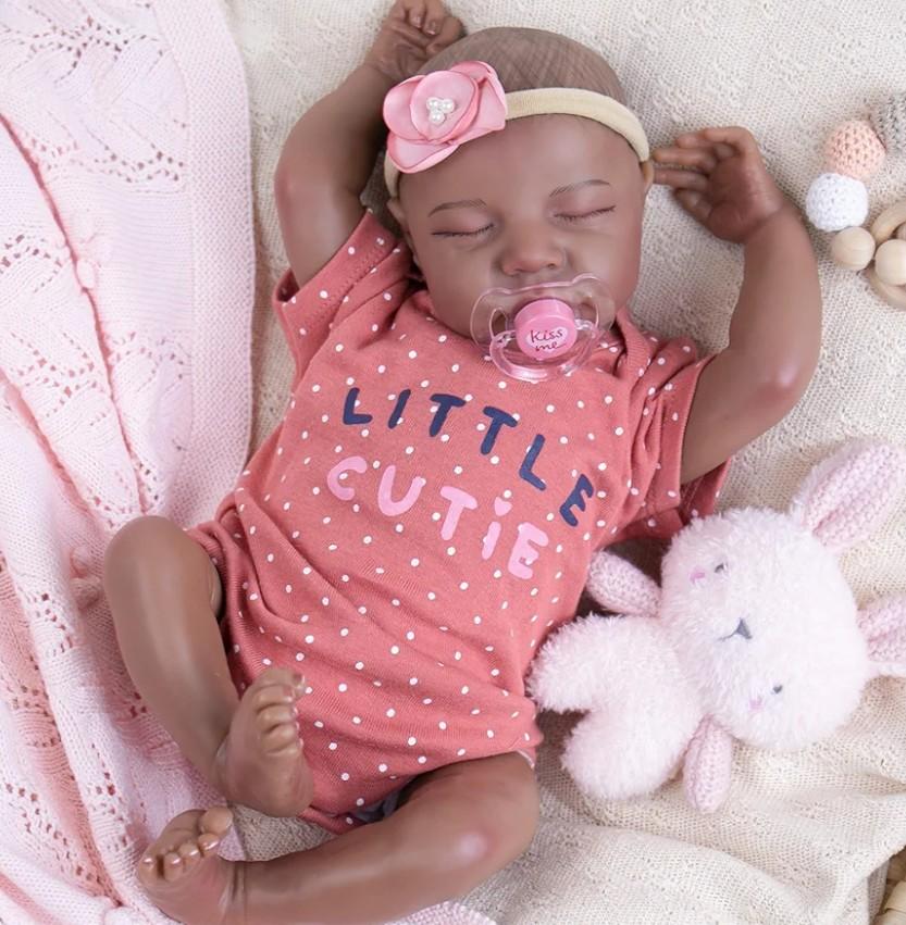 Milidool Reborn Baby Doll Black Girl ?18-Inch Realistic Lifelike African American Newborn Handmade Doll with Real Life Soft Weighted Body and Accessories ?Gift for Kids Ages 3 and Up