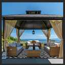 GENIMO Outdoor Rug Waterproof, 10' x 10' Reversible Plastic Straw Rug, Lightweight Large RV Camping Mat for Patio, Deck, Camper, Balcony, Backyard, Picnic, Black & Gray