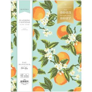 Blue Sky Day Designer 2025-2027 Monthly Academic Year 24 Month Planner Calendar, July 2025 - June 2027, 8.5" x 11", Flexible Cover, Stapled Binding, Orange Blossom Mint