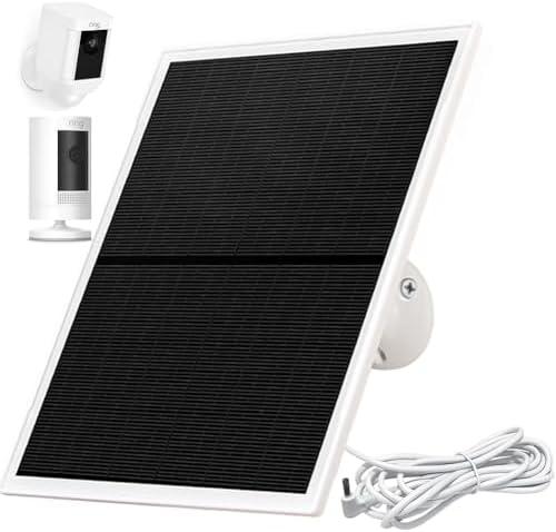 Solar Panel Charger for Ring Camera,10W Solar Charger Compatible with Ring Stick Up Cam Battery and Spotlight Cam Battery, Not for Spotlight Plus/Pro, Barrel DC3.5mm Plug (White)