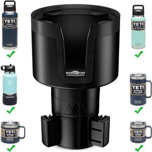 [Upgraded] Integral Ultimate Car Cup Holder Expander - Adjustable Base - Organizer & Expander for Vehicles - Compatible with Mugs, Yeti 14/24/36/46oz, Rambler, Hydro Flasks 32/40oz, 3.4"-4.0" Bottles (1pack, Black)