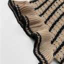 SOLY HUX Women's Striped Knit Top Ruffle Sleeve Crew Neck Going Out Summer Sweater Vest