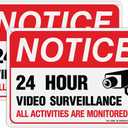 T&R Video Surveillance Sign, All Activities Are Monitored,2 Pack,7x10 Inches Rust Free .040 Aluminum Reflective,UV Protected, Waterproof, Weatherproof and Fade Resistant,4 Pre-drilled Holes,Red