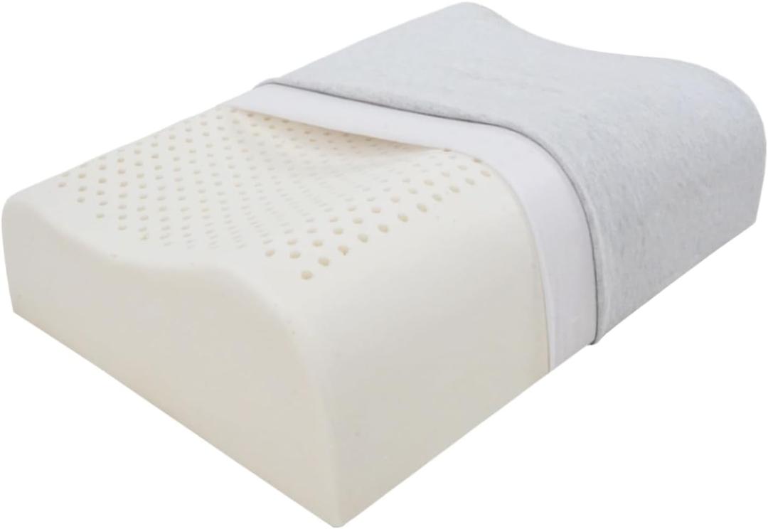 High-Profile Nature Latex Foam Pillow,Slightly Soft for Cervical SupportThick Cervical Neck Contour Pillow for Stomach/Side/Back Sleepersfor Wide Shouldered People (23.6"15.7"4.5"/5.3")