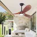 heimo 52 Inch Ceiling Fan with Light and Remote,Wood Outdoor Ceiling Fans with Lights Dimmable for Bedroom Living Room Patios Kitchen Modern 3 Blade Propeller Indoor Fan (Walnut)