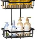 Adjustable Shower Caddy Hanging, Extended Length Organizer Over Shower Head, 3 Tier Long Neck Shower Rack with Soap Holder for Large Storage, Black
