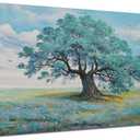 Ardemy Landscape Wall Art Canvas for Living Room Teal Tree Scenery Painting Bedroom Nature Picture Textured Artwork Framed Dining Room Kitchen Home Office Wall Decor, Large 40"x20"