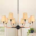 AyshwillDec 39" Black Boho Rattan Chandelier for Living Room 8-Light Large Coastal Boho Pendant Light Fixture Bedroom Adjustable Rustic Farmhouse Chandeliers for Dining Room Kitchen Island Foyer