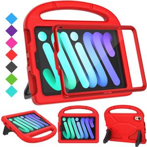 SUPLIK Kids Case for iPad mini 7 (A17 Pro) 2024 & iPad mini 6 (A15) 2021, 8.3-inch iPad mini 6th/7th Generation Case with Screen Protector, Durable Shockproof Kids Cover with Handle Stand, Red
