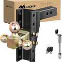 Might 8 Inch/Rise A djustable Tri-Ball Trailer Hitch Mount