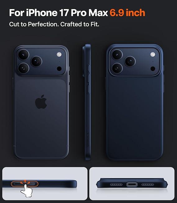 TORRAS Magnetic SlimFit for iPhone 17 PRO MAX Case, UltraThin 17 ProMax Phone Case Compatible with MagSafe, Light AntiScratch Matte Hard PC Bayer 6.9 inch OriginFit, Clear